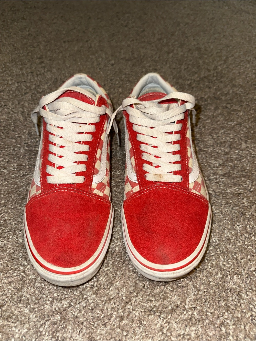 Vans Red and White Checkerboard Old Skool Sneakers